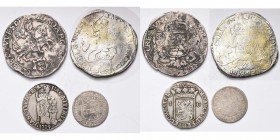 NEDERLAND, WEST-FRIESLAND, lot van 4 st.: dukaton (zilveren rijder), 1672, 1676; gulden, 1714; scheepjesschelling, 1678.
Fraai
