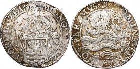 NEDERLAND, ZEELAND, provinciale leeuwendaalder, 1597. Vz/ Ridder rechtsom kijkend met voor zich het provinciewapen. Kz/ Zeeuwse leeuw l. Verk. 87, 5; ...