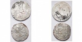 NEDERLAND, ZWOLLE, Stad, lot van 2 st.: dukaton (zilveren rijder), 1661 (korrosie); florijn van 28 stuiver, 16[], met titel van Matthias I. Delm. 1060...
