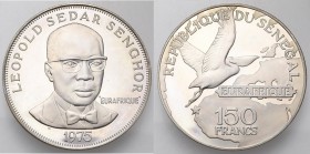 SENEGAL, République (1960-), AR 150 francs, 1975. Léopold Sedar Senghor - Eurafrique. K.M. 6. Ecrin.
Flan poli