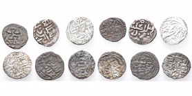 GOLDEN HORDE (JUJID), Birdi Beg (AD 1357-1360/AH 758-761) lot of 6 silver dirhams: Azaq, AH 759; Beled Gulistan, AH 759 (2); Gulistan, AH 759; Saray a...
