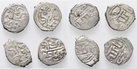 GIRAY KHANS, Mengli Giray (AD 1467-1515/AH 872-921) lot of 4 silver akçe struck in Kaffa: AH 900, AH 901, AH 903, date off flan. Album 2070.
Fine - V...