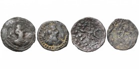 HEPHTHALITES, NSPK OF GHAZNI, Napki Malik coinage, lot of 2 coppers: 1/2 drachm (?; 2,34 g), Ghazni 640-650; drachm (?; 2,61 g), Ghazni 610, series wi...