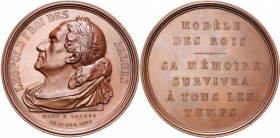 BELGIQUE, AE médaille, 1865, Jouvenel. Mort de Léopold Ier. D/ B. dr. et l. du roi à g., sur son lit de mort. R/ MODELE/ DES/ ROIS/ SA MEMOIRE/ SURVIV...