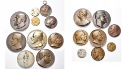 BELGIQUE, lot de 18 médailles par J. Lagae, dont: 1902, Edouard Simon, bourgmestre de Peruwelz; 1907, Jules van den Heuvel, ministre d'Etat; 1910, Hom...