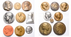 BELGIQUE, lot de 17 médailles dynastiques, dont: 1928, Courtens, Fonds national de la recherche scientifique (AE argenté, 77 mm); 1930, Demanet, Le ro...