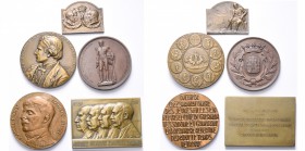 BELGIQUE - FRANCE, lot de 5 médailles: Belgique, 1877, Geerts, Statue de Léopold Ier à Mons (65 mm); 1903, Rombaux, Visite royale à l'occasion du cent...