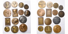 BELGIQUE - FRANCE, lot de 15 médailles, dont: 1911, Patey, Henry Houssaye; 1918, Nocq, Anatole France; 1918, Prud'homme, Edmond Rostand; 1921, Petit, ...