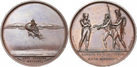 FRANCE, AE médaille, 1815, Brenet/Andrieu. Marche sur Paris. D/ Un aigle couronné ten. la décoration de la Légion d'honneur dans le bec, volant de f. ...