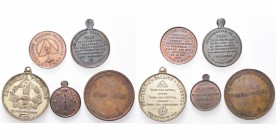 FRANCE, lot de 5 médailles de la Révolution de 1848 en bronze frappé: 15 mai, Violation de l'assemblée constituante; 26 juin, Pouvoir exécutif remis a...