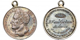 BELGIQUE, AR médaille, 1842. Acte de courage, de dévouement et d'humanité. D/ T. de Léopold Ier à g. R/ Attribuée à J. Van Gotum/ de Lierre/ 17 au 18 ...