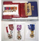 BELGIQUE, lot de 8 décorations: Ordre de Léopold, officier militaire (unilingue, AE doré, écrin), chevalier militaire (unilingue, AR, écrin), chevalie...