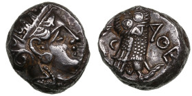 Attica (Athens) AR Tetradrachm (c. 353-294 BC)
17.26g. 21mm. VF/XF. A nice specimen, featuring traces of Mint luster and exceptionally well-preserved...