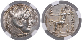 Macedonian Kingdom (Mylasa or Kaunos) AR Tetradrachm c. 300-280 BC – Alexander III the Great (336-323 BC) - NGC Ch XF
Strike: 5/5, Surface: 3/5. Bruc...