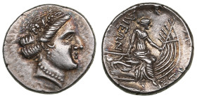 Euboia (Histiaia) AR Tetrobol ND (c. 196-146 BC)
2.38g. 16mm. AU/AU. A visually striking example with bright Mint luster and rich, aged toning in app...