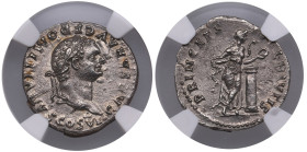 Roman Empire (Rome) AR Denarius, AD 79 - Domitian as Caesar (AD 69-81) - NGC Ch AU
Strike: 4/5, Surface: 3/5. Brushed. Scuff. Magnificent specimen wi...