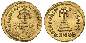 Byzantine Empire (Constantinople) AV Solidus ND (644-646) - Constans II (641-668)
4.42g. 20mm. AU/UNC. Gorgeous, lustrous specimen with a well-execut...