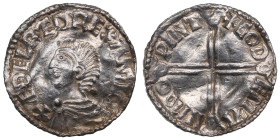 England (Winchester) AR Penny ND (c. 985-991) - Aethelred II (978-1016)
1.78g. UNC/AU. Long cross type. Godman, moneyer. Obv.: Draped bust left; “+ÆD...