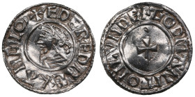 England (London) AR Penny ND (c.1009-1016) - Aethelred II (978-1016)
1.42g. UNC/UNC. A few peck-marks. Last small cross type. Godman, moneyer. Obv.: ...