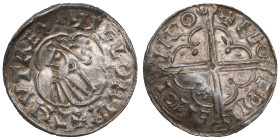 England (Lincoln) AR Penny ND (c.1017‑1023) - Cnut (1016-1035)
0.84g. AU/AU. Bent. A few peck-marks. Quatrefoil type. Leofwine, moneyer. Obv.: Draped...