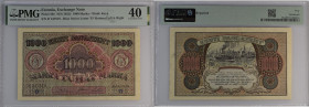 Estonia 1000 Marka ND (1922) - PMG 40 Extremely Fine
Pick 59e, Blue Series D, Wmk: Keys