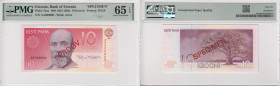 Estonia 10 Krooni 1991 (ND 1992) - SPECIMEN - PMG 65 EPQ Gem Uncirculated
Pick 72as. Very rare!