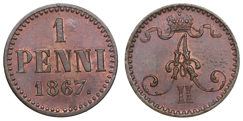 Finland (Russia) 1 Penni 1867 - Alexander II (1855-1881) - NGC MS 65 RB
1.18g. ...