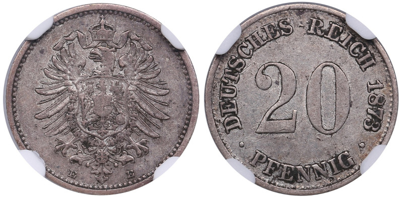 Germany, Empire (Dresden) 20 Pfennig 1873 – Wilhelm I (1871-1888) - NGC AU 50
T...