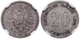 Germany, Empire (Dresden) 20 Pfennig 1873 – Wilhelm I (1871-1888) - NGC AU 50
Top Pop. The highest graded and an outstanding rarity.Mintmarks E. Very...