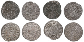 Free City of Riga 1 Schilling 1563-69 (4)
Various condition. Date on obv. (3); on rev. (1). Dated (15)63; (15)64 (flip-over double struck); (15)65; (...