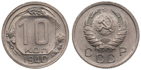 Russia (USSR) 10 Kopecks 1940
1.81g. UNC/UNC. Charming lustrous exemplar. Fedorin 71.