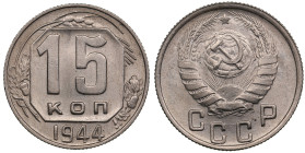 Russia (USSR) 15 Kopecks 1944
2.88g. UNC/UNC. Splendid lustrous exemplar. Fedorin 83.