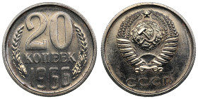 Russia (USSR) 20 Kopecks 1966
3.29g. AU/AU. Cleaned. Bank set issue. Fedorin 116. Rare.