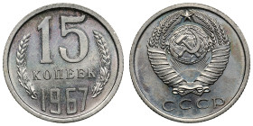 Russia (USSR) 15 Kopecks 1967
2.37g. UNC/UNC. Bank set issue. Fedorin 135. Rare.