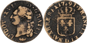 FRANCE. Kingdom. Sol, 1791-D. Lyon Mint. Louis XVI. CHOICE VERY FINE.
