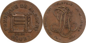 FRANCE. Kingdom. Maromme Foundry Bronze Coining Trial, 1790. Rouen Mint. EXTREMELY FINE.