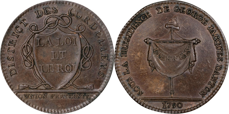FRANCE. Kingdom. Cordeliers' District Bronze Jeton, 1790. ALMOST UNCIRCULATED.
