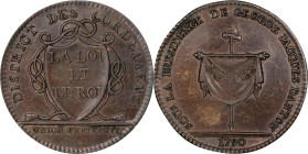 FRANCE. Kingdom. Cordeliers' District Bronze Jeton, 1790. ALMOST UNCIRCULATED.