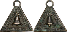 FRANCE. Constitution. Convent of the Barnabites Triangular Bell Metal Badge, Year II (1791). VERY FINE.