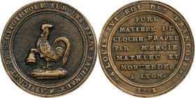 FRANCE. Constitution. Cast Bronze 5 Livres Module Essai (Pattern), "1791" (ca. early 19th Century). Louis XVI. EXTREMELY FINE.