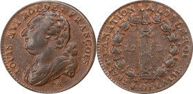 FRANCE. Constitution. 12 Deniers, Year 4/1792-A. Paris Mint. Louis XVI. ALMOST UNCIRCULATED.