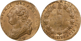 FRANCE. Constitution. 12 Deniers, Year 4/1792-W. Lille Mint. Louis XVI. PCGS MS-63.