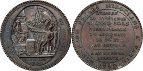 FRANCE. Constitution. Bronze 5 Sols Token, Year III/1792. Birmingham (Soho) Mint. ALMOST UNCIRCULATED.