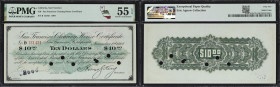 San Francisco, California. San Francisco Clearing House Certificate. 1907 $10. PMG About Uncirculated 55 EPQ.