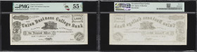 San Francisco, California. Union Business College Bank. 1857 $1000. PMG About Uncirculated 55 EPQ. Remainder.