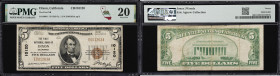 Dixon, California. $5 1929 Ty. 1. Fr. 1800-1. First NB. Charter #10120. PMG Very Fine 20.