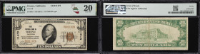 Fresno, California. $10 1929 Ty. 1. Fr. 1801-1. First NB. Charter #11473. PMG Very Fine 20.