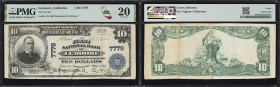 Lemoore, California. $10 1902 Plain Back. Fr. 624. First NB. Charter #7779. PMG Very Fine 20.