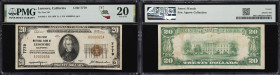 Lemoore, California. $20 1929 Ty. 1. Fr. 1802-1. First NB. Charter #7779. PMG Very Fine 20.