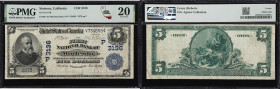 Modesto, California. $5 1902 Date Back. Fr. 590. First NB. Charter #3136. PMG Very Fine 20.